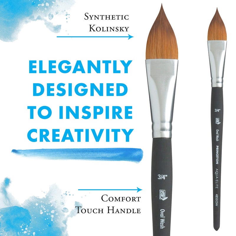 Princeton Aqua Elite, Series 4850, Synthetic Kolinsky Watercolor Paint Brush,Oval Wash, 3/4 - Image 3